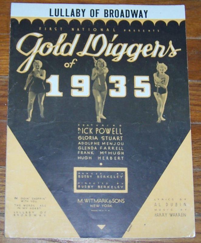 Lullaby of Broadway From Gold Diggers of 1935 starring Dick Powell Sheet Music