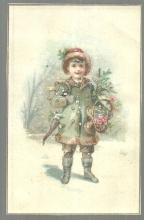 Victorian Trade Card for Mlle B. Ryckelynck, Abbeville With Boy Winter Dressed