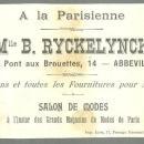 Victorian Trade Card for Mlle B. Ryckelynck, Abbeville With Boy Winter Dressed