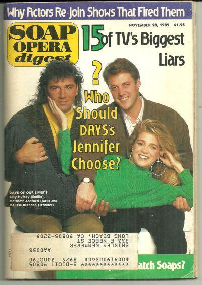 Soap Opera Digest Magazine November 28, 1989 Jen Chooses Days of Our Lives