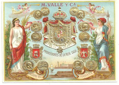 Vintage M. Valle Y Ca Habana Cigar Label with Gold