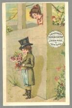 Victorian Trade Card for Universal Fashion Company with Boy Courting Lovely Girl