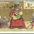 Victorian Trade Card for Biliousine A Sure Cure with Mother Cat Giving Medicine