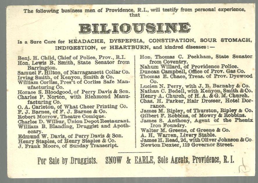 Victorian Trade Card for Biliousine A Sure Cure with Mother Cat Giving Medicine