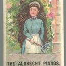 Victorian Trade Card for Albrecht Pianos South Bethlehem, PA with Lovely Maid