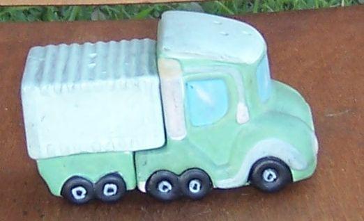 Vintage Green Truck Pottery Salt and Pepper Shakers