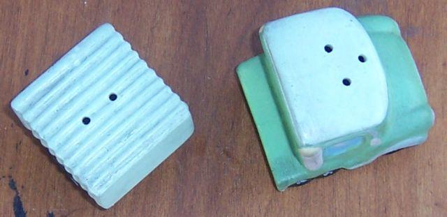 Vintage Green Truck Pottery Salt and Pepper Shakers