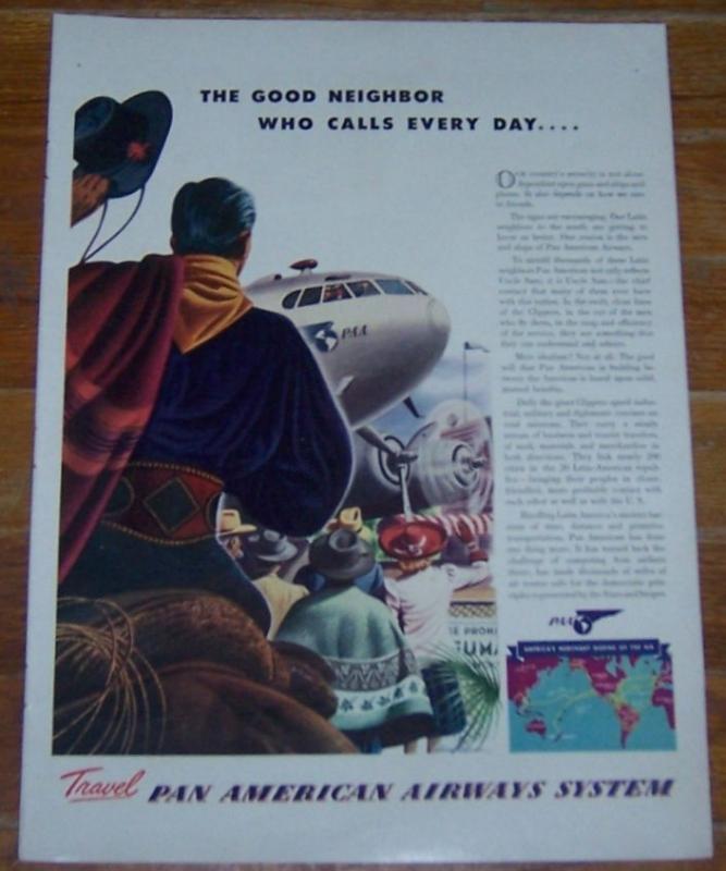 1941 Pan American Airways Life Magazine Color Advertisement Latin America