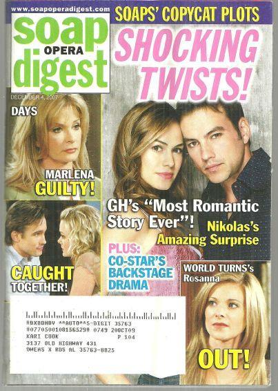 Soap Opera Digest December 4, 2007 Shocking Twists on the Cover