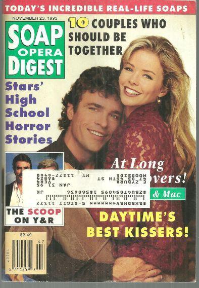 Soap Opera Digest Magazine November 23, 1993 Felicia and Mac From GH on Cover