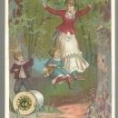 Victorian Trade Card for J. & P. Coats' Best Six Cord Thread Family on Swing