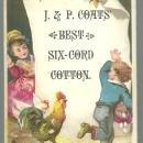 Victorian Trade Card for J & P Coats' Thread with Boy and Girl Chasing Hens