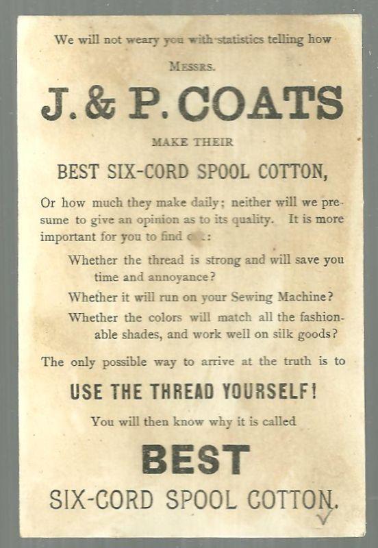 Victorian Trade Card for J & P Coats' Thread with Boy and Girl Chasing Hens