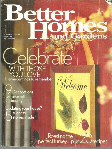 Better Homes and Gardens Magazine November 2003 Celebrate With Those You Love