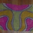 Vintage Pink Yellow and Green Mod Design Chiffon Scarf