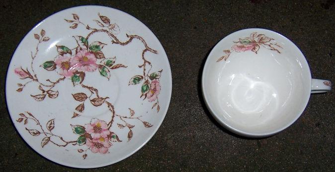Vintage Nasco China Springtime Pattern Pink Flowers Made in Japan Cup and Saucer
