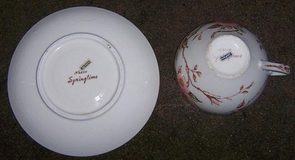 Vintage Nasco China Springtime Pattern Pink Flowers Made in Japan Cup and Saucer