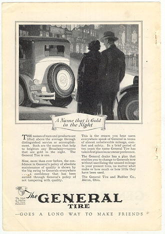 General Tire Gold in the Night 1926 Advertisement