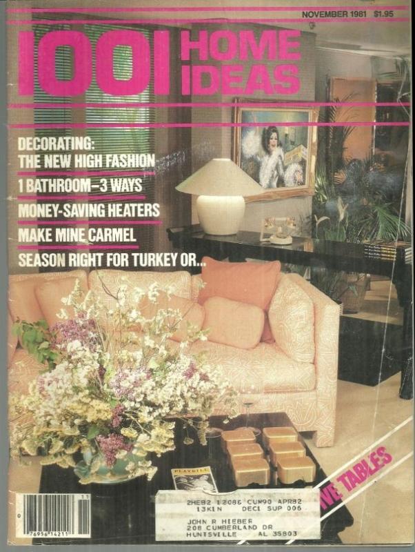 1001 Home Ideas Magazine November 1981 Lacquer Pieces by Baker on Cover