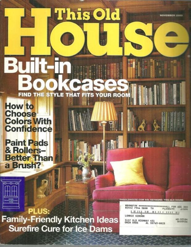 This Old House Magazine November 2003 Built-in Bookcases on the Cover