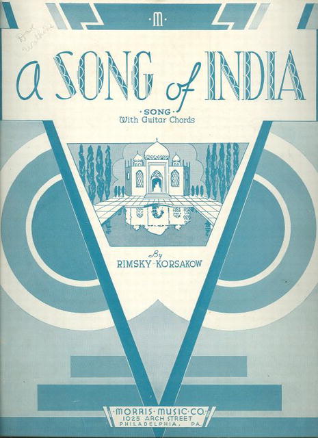 Song of India by Rimsky Korsakow 1932 Sheet Music