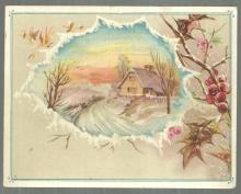 Victorian Trade Card for Capital Coffee With Snowy House and Holly