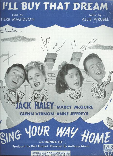 I'll Buy That Dream Jack Haley Musical 1945 Sheet Music