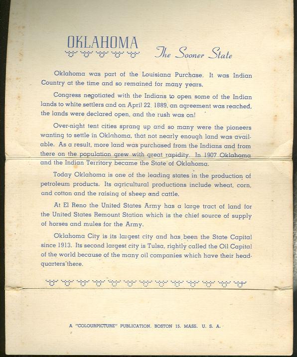 Souvenir Postcard Folder From Oklahoma The Sooner State 18 Color Views