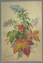 Victorian Christmas Card with Leafy Bouquet Merry Christmas to Thee and Thine