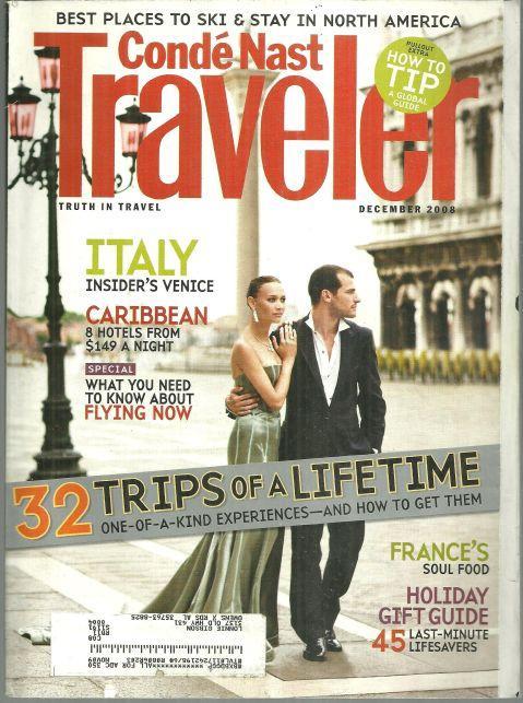Conde Nast Traveler Magazine December 2008 32 Trips of a Lifetime on the Cover