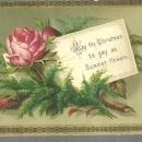Victorian Christmas Card Pink Rose May Thy Christmas be as Gay as Summer Flowers