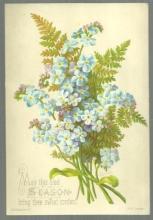Victorian Christmas Card with Blue Floral Bouquet This Glad Season