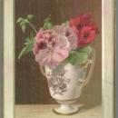 Victorian Christmas Card Floral Bouquet in Vase H. M. Burnside Christmas Poem