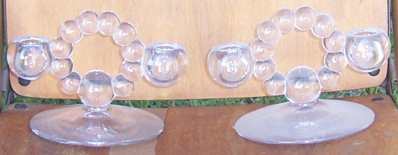 Vintage Pair of Imperial Glass Candlewick Twin Candlesticks
