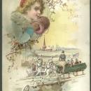 Victorian Trade Card For Lion Coffee With Christmas Compliments Sledding w/Girl