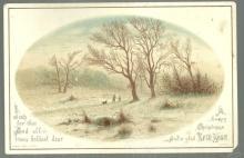 Victorian Christmas Card Glittery Snowy Landscape w/Frederick Langbridge Poem