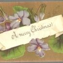 Victorian L. Prang Christmas Card with Violets on a Gold Background 1877