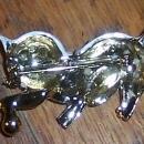 Vintage Gold Tone Kitten Pin With White Enamel and White Beads Rhinestone Eyes