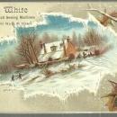 Victorian Trade Card for White Sewing Machine with Snowy Landscape in Leaf