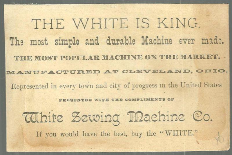 Victorian Trade Card for White Sewing Machine with Snowy Landscape in Leaf