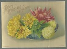 Victorian S. Hildesheimer Christmas Card Large Floral Bouquet A Happy Christmas