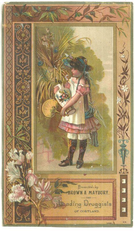 Victorian Trade Card for Brown and Maybury with Little Girl, Holiday Goods 1885