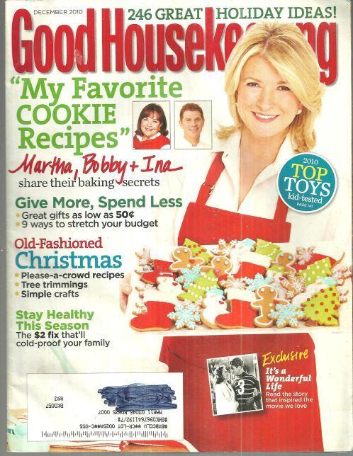 Good Housekeeping Magazine December 2010 Martha Stewart on the Cover Cookies