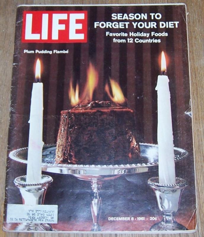 Life Magazine December 8, 1961 Plum Pudding Flambe on Cover Holiday Cooking