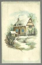 Victorian Trade Card for North Star Tea Co., with Snowy House Landscape