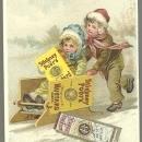 Victorian Trade Card for Stickney and Poor's Mustards with Children Sledding