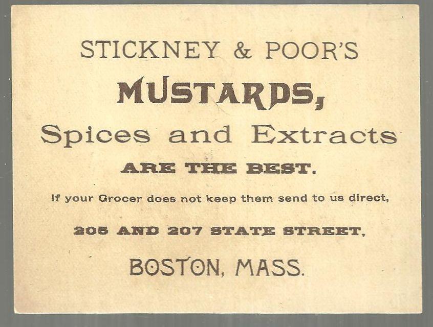Victorian Trade Card for Stickney and Poor's Mustards with Children Sledding