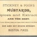 Victorian Trade Card for Stickney and Poor's Mustards with Children Sledding