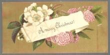 Victorian L. Prang Christmas Card with Flowers on a Gold Background 1877