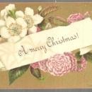 Victorian L. Prang Christmas Card with Flowers on a Gold Background 1877